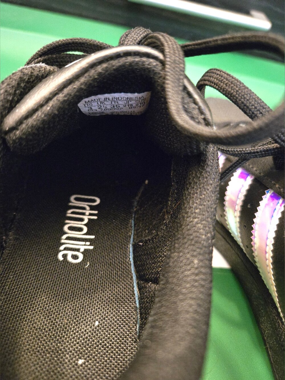 Adidas Kids' Superstar Black Iridescent Stripe Sneakers - Size Youth 3 - Picture 4 of 6